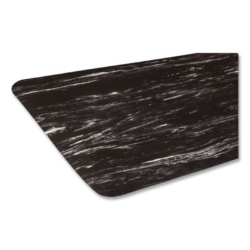 Cushion-Step Marbleized Rubber Mat, Rectangular, Black Smoot