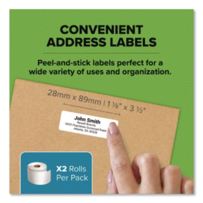 LabelWriter Address Labels, 1.12 x 3.5, White, 260 Labels/Ro