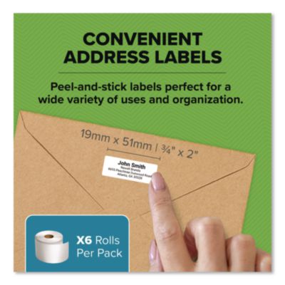 LW Address Labels, 0.75" x 2", White, 500 Labels/Roll, 6 Rol