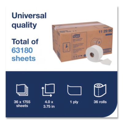 Universal Bath Tissue Roll with OptiCore, Septic Safe, 1-Ply