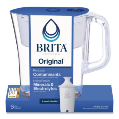 Small 6-Cup Water Filter Pitcher with 1 Standard Filter, Den