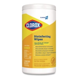CloroxPro Disinfecting Wipes, 1-Ply, 7 x 8, Lemon Fresh, Whi