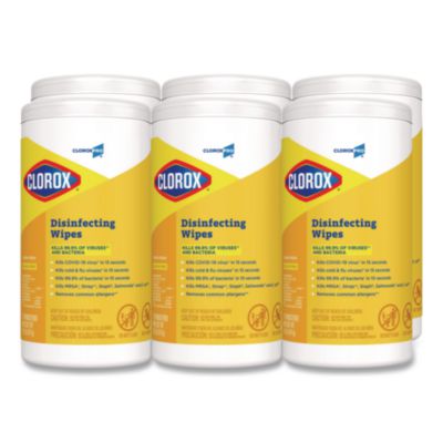 CloroxPro Disinfecting Wipes, 1-Ply, 7 x 8, Lemon Fresh, Whi