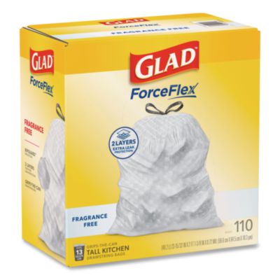 ForceFlex Kitchen Drawstring Trash Bags, Drawstring, 13 gal,