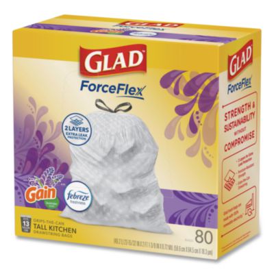 ForceFlex Kitchen Drawstring Trash Bags, 13 gal, Gain Lavend