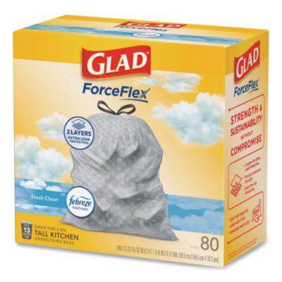 ForceFlex Kitchen Drawstring Trash Bags, 13 gal, Fresh Clean