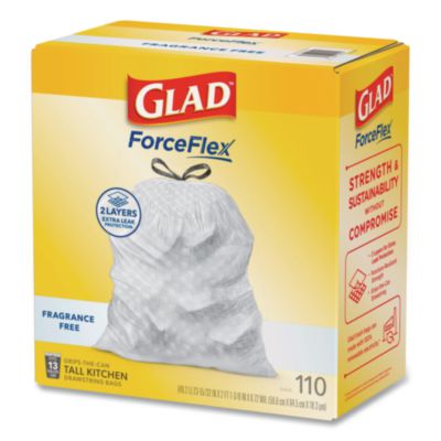 ForceFlex Kitchen Drawstring Trash Bags, Drawstring, 13 gal,