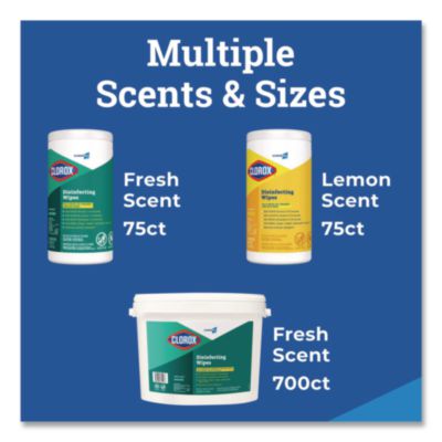 CloroxPro Disinfecting Wipes, 1-Ply, 7 x 8, Lemon Fresh, Whi