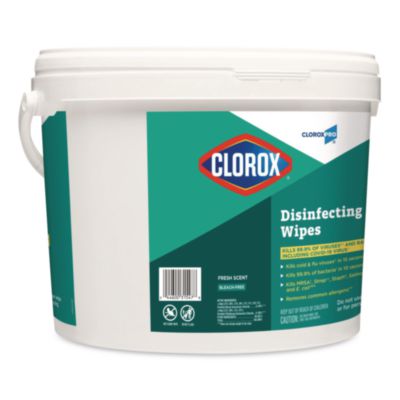 CloroxPro Disinfecting Wipes, 1-Ply, 7 x 8, Fresh Scent, Whi