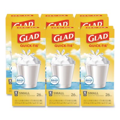 OdorShield Quick-Tie Small Trash Bags, Tie-Flap, 4 gal, Febr