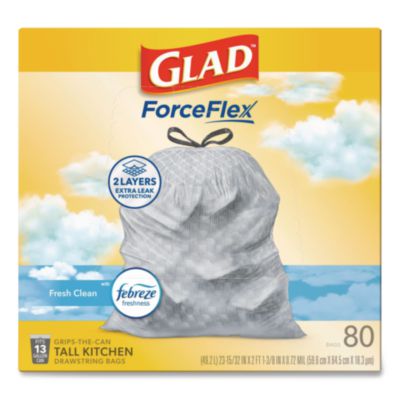 ForceFlex Kitchen Drawstring Trash Bags, 13 gal, Fresh Clean