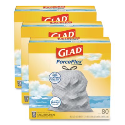 ForceFlex Kitchen Drawstring Trash Bags, 13 gal, Fresh Clean