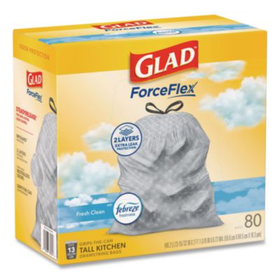 ForceFlex Kitchen Drawstring Trash Bags, 13 gal, Fresh Clean