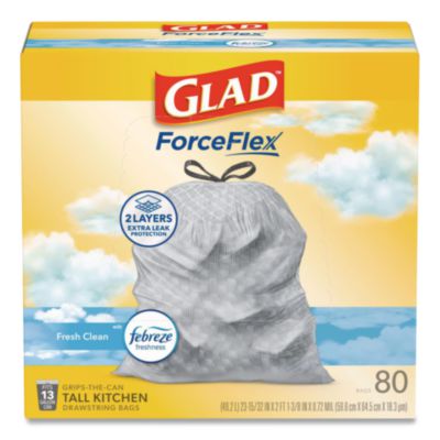 ForceFlex Kitchen Drawstring Trash Bags, 13 gal, Fresh Clean