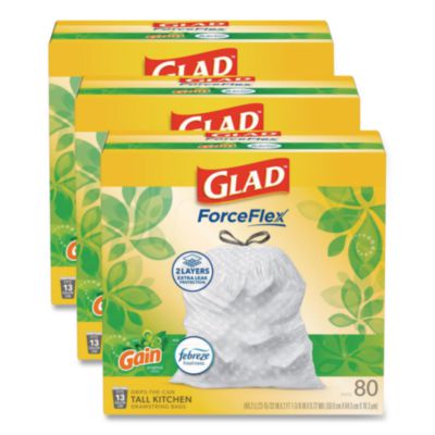 ForceFlex Kitchen Drawstring Trash Bags, 13 gal, Gain Origin