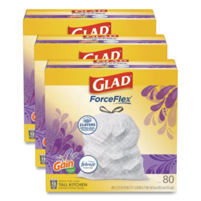 ForceFlex Kitchen Drawstring Trash Bags, 13 gal, Gain Lavend