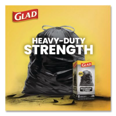 Guaranteed Strong Large Drawstring Trash Bags, Three-Ply, 30