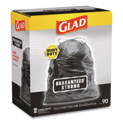 Guaranteed Strong Large Drawstring Trash Bags, Three-Ply, 30