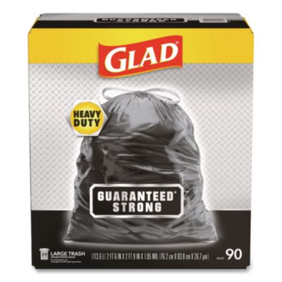 Guaranteed Strong Large Drawstring Trash Bags, Three-Ply, 30