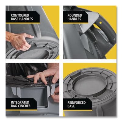 Vented Round BRUTE Container, 20 gal, Resin, Dark Green