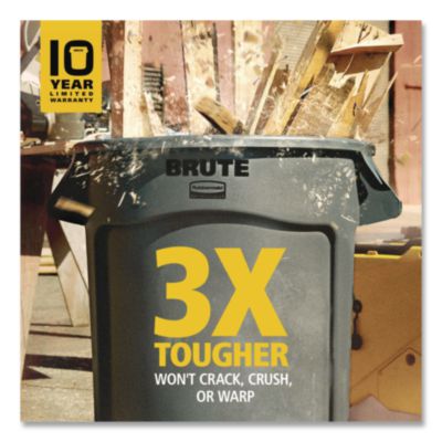 Vented Round BRUTE Container, 20 gal, Resin, Dark Green