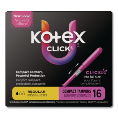 U by Kotex Click Compact Tampons, Regular Absorbency, 16/Pac