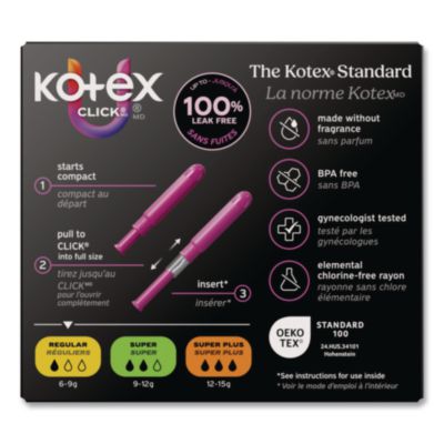 U by Kotex Click Compact Tampons, Regular Absorbency, 16/Pac