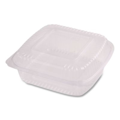 PLA Hinged Clamshells, 19 oz, 5.9 x 6.4 x 3.5, Clear, Plasti