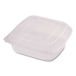 PLA Hinged Clamshells, 19 oz, 5.9 x 6.4 x 3.5, Clear, Plasti