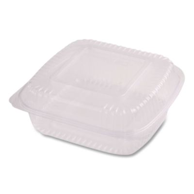PLA Hinged Clamshells, 19 oz, 5.9 x 6.4 x 3.5, Clear, Plasti