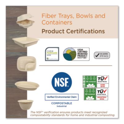 Fiber Containers, 17 oz, 6.02 x 8.02 x 1.5, Natural, Sugarca