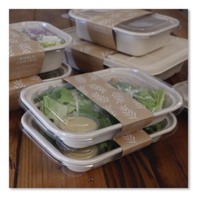 PLA Lids for Fiber Containers, 6.3 x 8.2 x 0.5, Clear, Plast