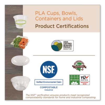PLA Lids for Fiber Containers, 6.3 x 8.2 x 0.5, Clear, Plast