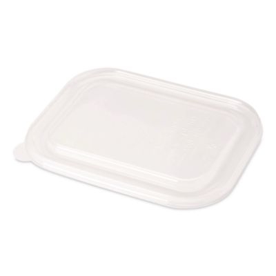 PLA Lids for Fiber Containers, 6.3 x 8.2 x 0.5, Clear, Plast