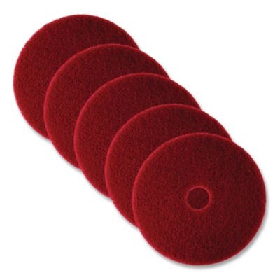 Low-Speed Buffer Floor Pads 5100, 14" Diameter, Red, 5/carto