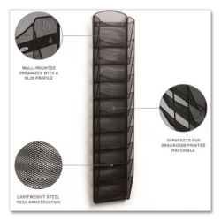 Onyx Mesh Literature Rack, Ten Compartments, 10.25w X 3.5d X