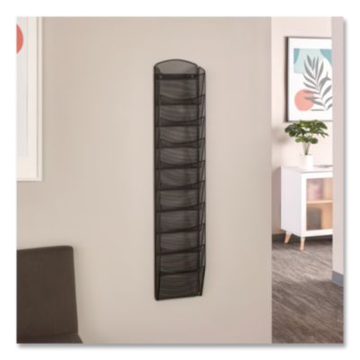 Onyx Mesh Literature Rack, Ten Compartments, 10.25w X 3.5d X