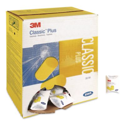 E-A-RClassic Plus Earplugs, 33 dB NRR, Large, Yellow Cylindr