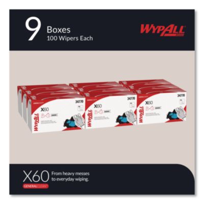 General Clean X60 Cloths, 1/4 Fold, 11 x 23, White, 100/Box,