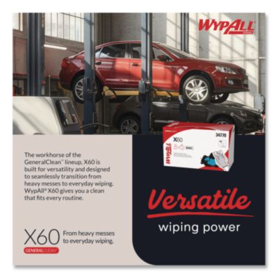 General Clean X60 Cloths, 1/4 Fold, 11 x 23, White, 100/Box,