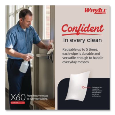 General Clean X60 Cloths, 1/4 Fold, 11 x 23, White, 100/Box,