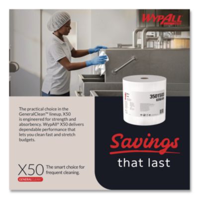 GeneralClean X50 Cloths, Jumbo Roll, 13.4 x 9.8, White, 1,10