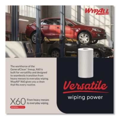 General Clean X60 Cloths, Small Roll, 13.5 x 19.6, White, 13