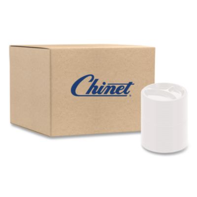 Paper Dinnerware, 3-Compartment Plate, 9.25" Dia, White, 500