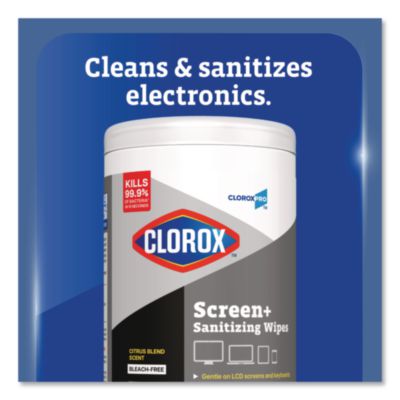 CloroxPro ScreenPlus Screen Sanitizing Wipes, 6 x 8, Citrus