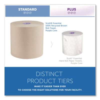 100% Recycled Hard Roll Paper Towels, 1-Ply, 8" x 900 ft, Br