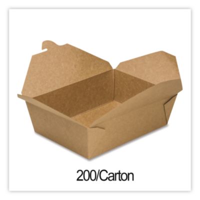 Reclosable Kraft Take-Out Box, 76 oz, 8.58 x 6.28 x 2.4, Bro