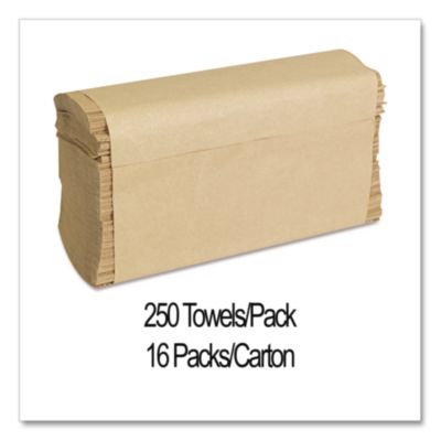 Folded Paper Towels, Multifold, 9 x 9.45, Natural, 250 Towel