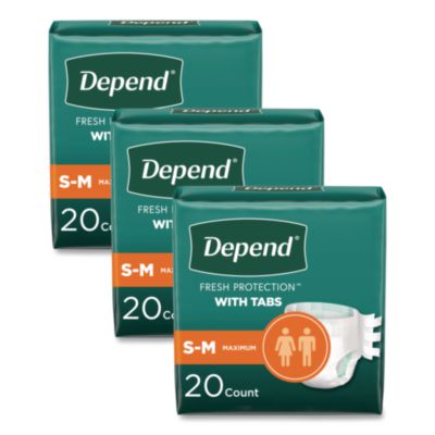 Incontinence Protection with Tabs, Small/Medium, 19" to 34"
