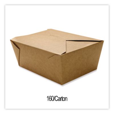 Reclosable Kraft Take-Out Box, 110 oz, 8.93 x 6.65 x 3.5, Br
